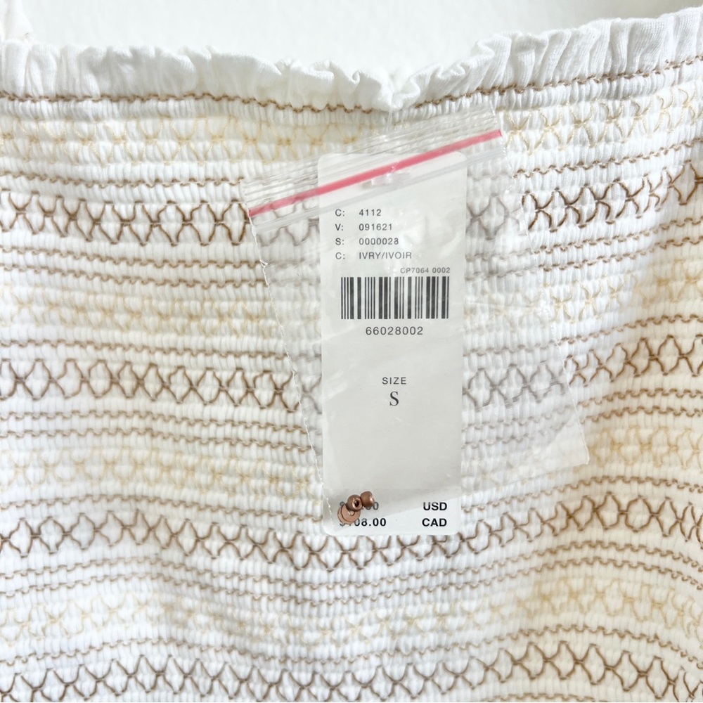 Anthropologie White Peasant Blouse with Tan Embroidered Sleeves - Picture 9 of 11